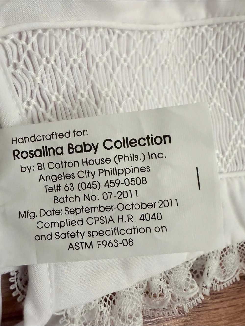 Smocked Classic White Lace-Trim Baby Bonnet